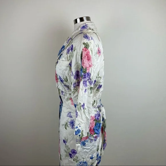 Vintage Moonglow Floral Maxi Dress Long Sleeve Women Size Large White Pink - Picture 5 of 10